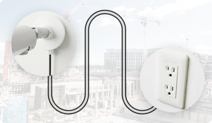 PoE給電で最大130mまで配線が延長可能